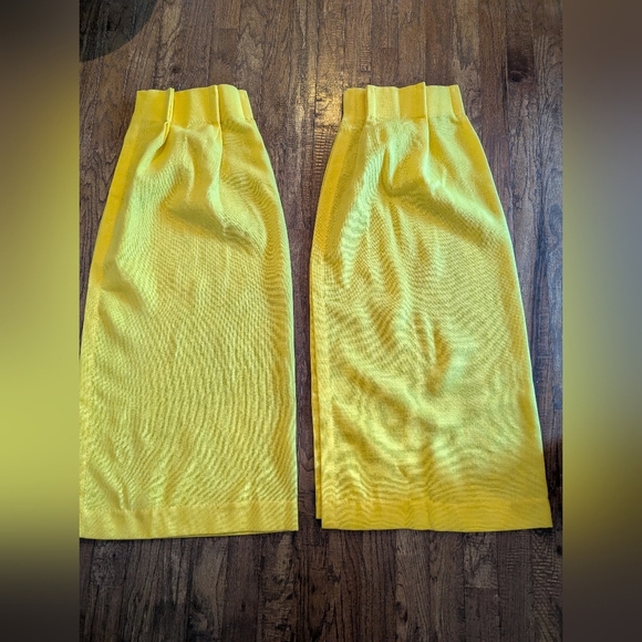 Vintage MCM 60s Pinch Pleat Drapes Curtains Pair 45” Lx 42”W Lemon Yellow - Picture 11 of 13